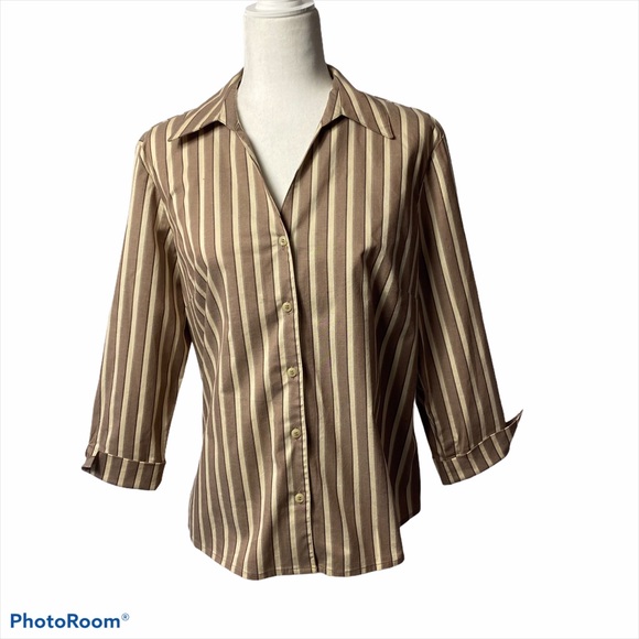 Liz Claiborne Neutral Button Down - Picture 1 of 7